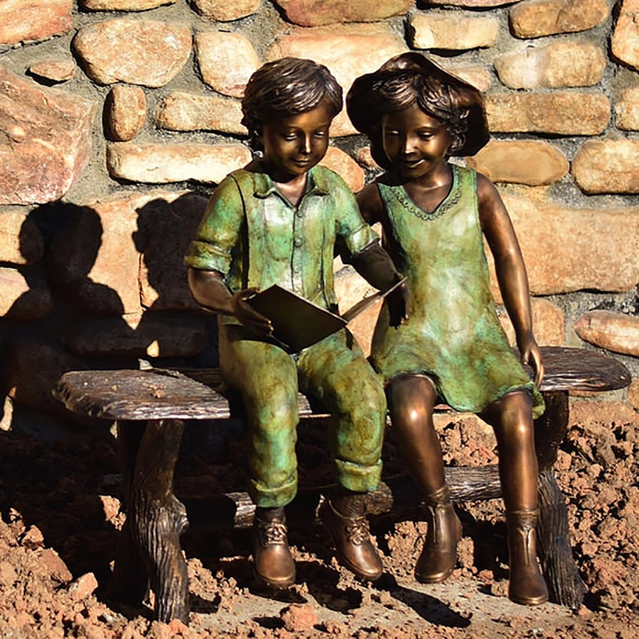 Carving de bronce el Arte de Escultura Fisherboy decoración al aire libre del jardín de la carencia