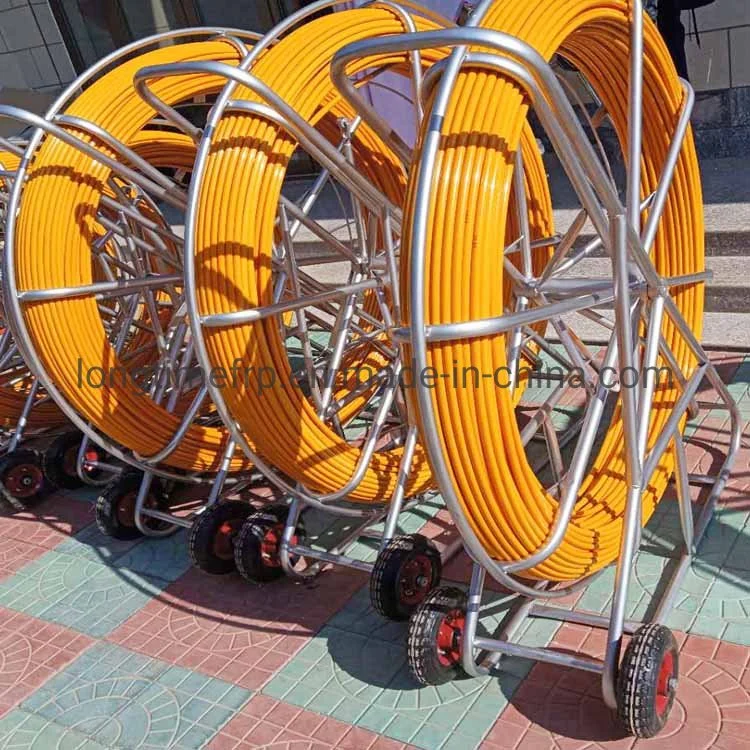 Diameter 4.5mm 10mm 11mm 12mm 150m 200m 300m Fiberglass Duct Rodder Cable Pulling Rollers Fiber Optic Cable Rollers Manufacturer