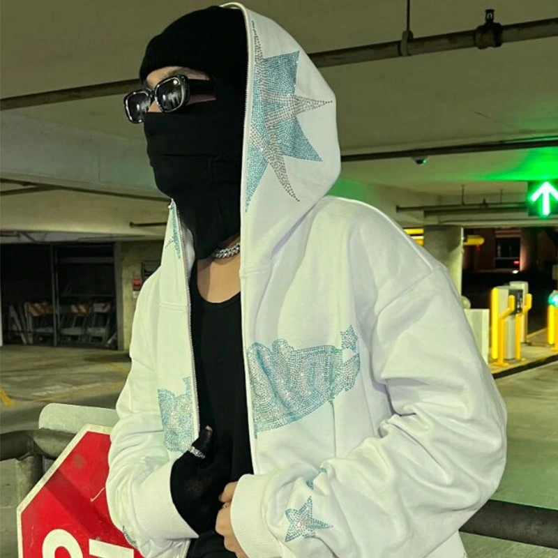 Wholesale/Supplier Monsterboss Stock High quality/High cost performance  100% Cotton Bulk Full Face Zip Hoodie Men's Embroidered Full Zip up Hoodie