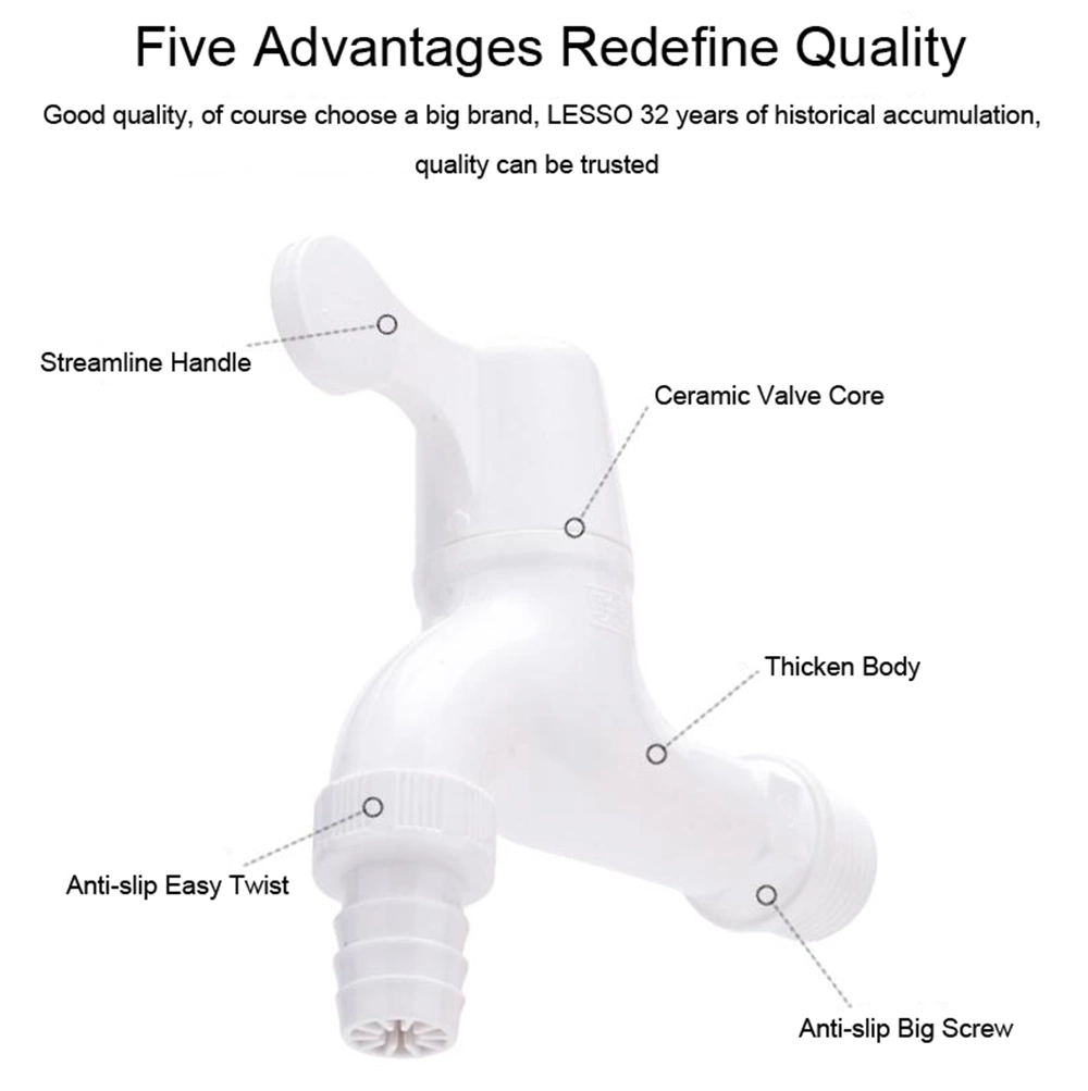 Lesso Longevity White Plastics Multi-Purpose Cold Water Basin Bathtub Kitchen Bathroom PVC Water Taps Basin Faucets