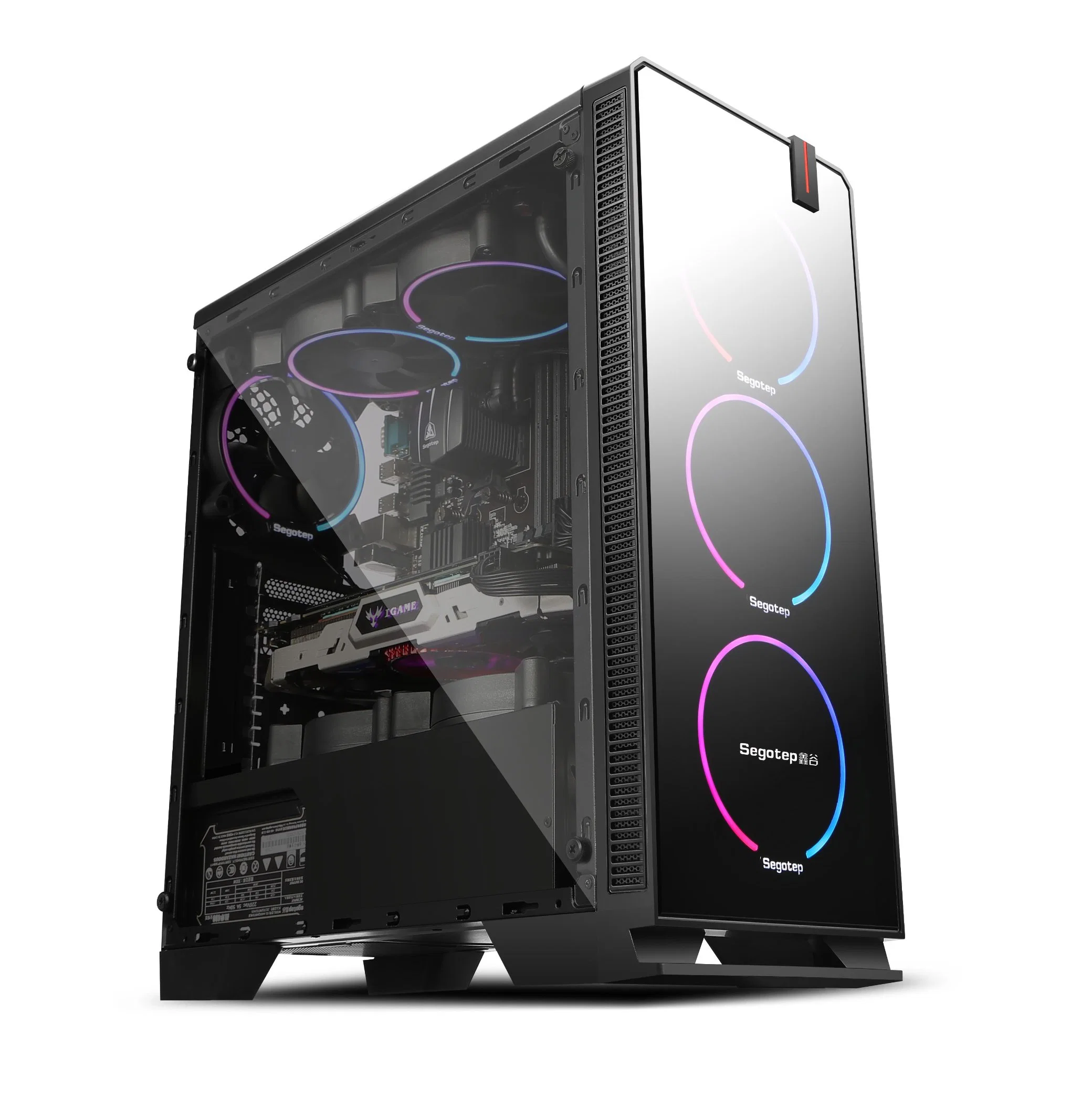 Halo Segotep7plus/M-ATX ATX/Itx caso do computador desktop à prova de bricolage mudo do lado de acrílico para jogos de PC transparente caso Gamer Chassi de torre média