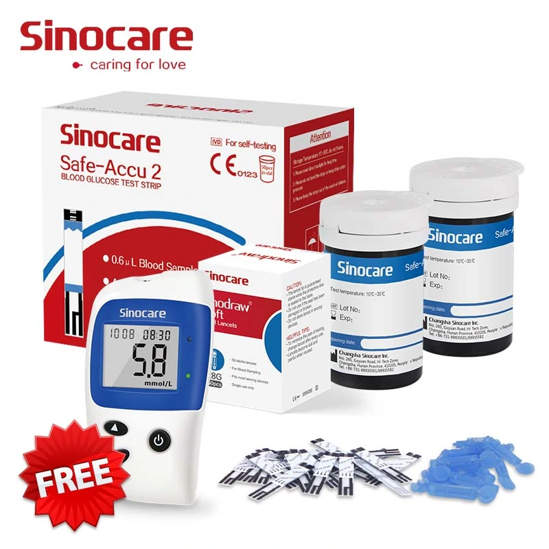 Tiras de prueba diabética de Sinocare CE aprobado autoexamen de la diabetes en Home Hospital Digital Glucómetro Smart sangre azúcar glucómetro