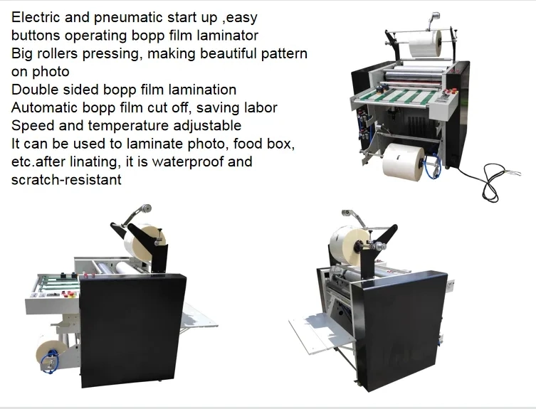 Máquina laminadora de papel con película de rollo térmico con rodillo de patrón grande, máquina laminadora con cortador