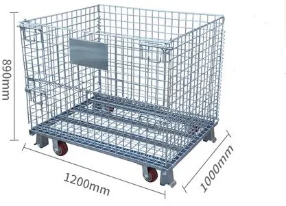 Factory Supply Wire Mesh Container Industrial Logistics Foldable Steel Storage Cage Trolleys