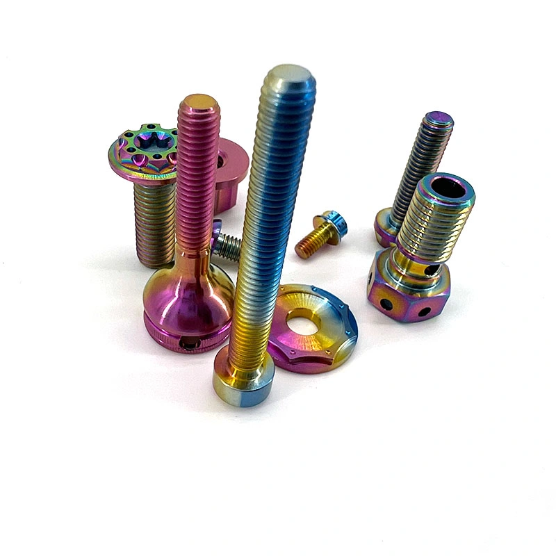 Anodized Color Racing Titanium Alloy Grade 5 Bolts Motorcycle Parts Bikecycles Screw Nuts