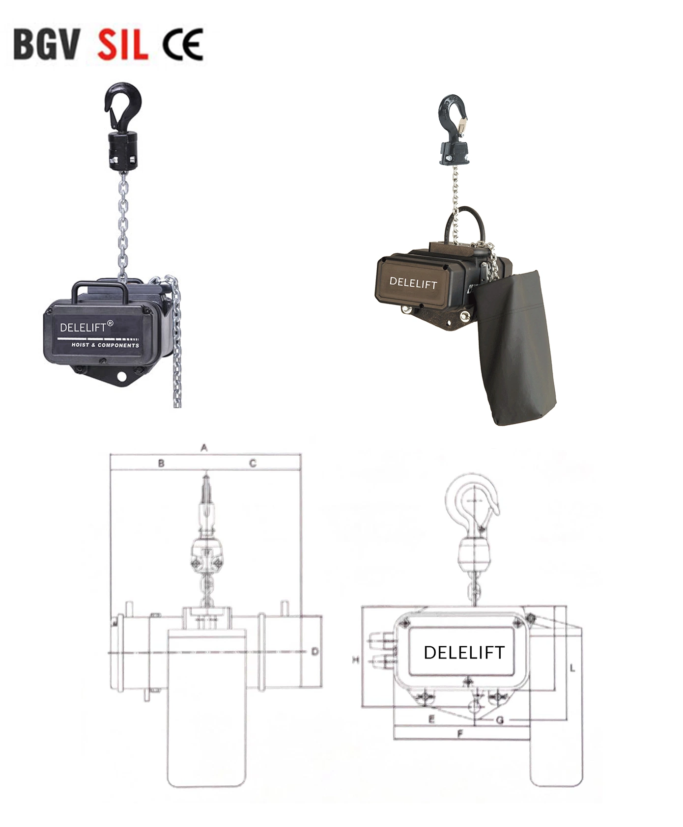 S3 1000kg Hebezeug Intelligente elektrische Bühne Hebezeug 1ton * 25m Kette Blockieren