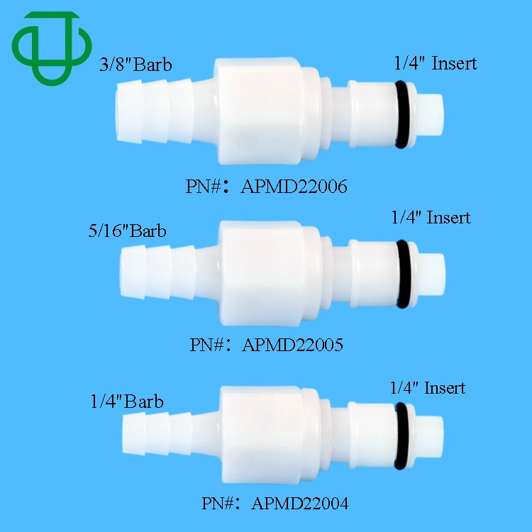 Apmd220 POM/EPDM 1/4" 5/16" 3/8" tubo de tapón de inserción con válvula Cierre el acoplamiento de desconexión rápida de plástico