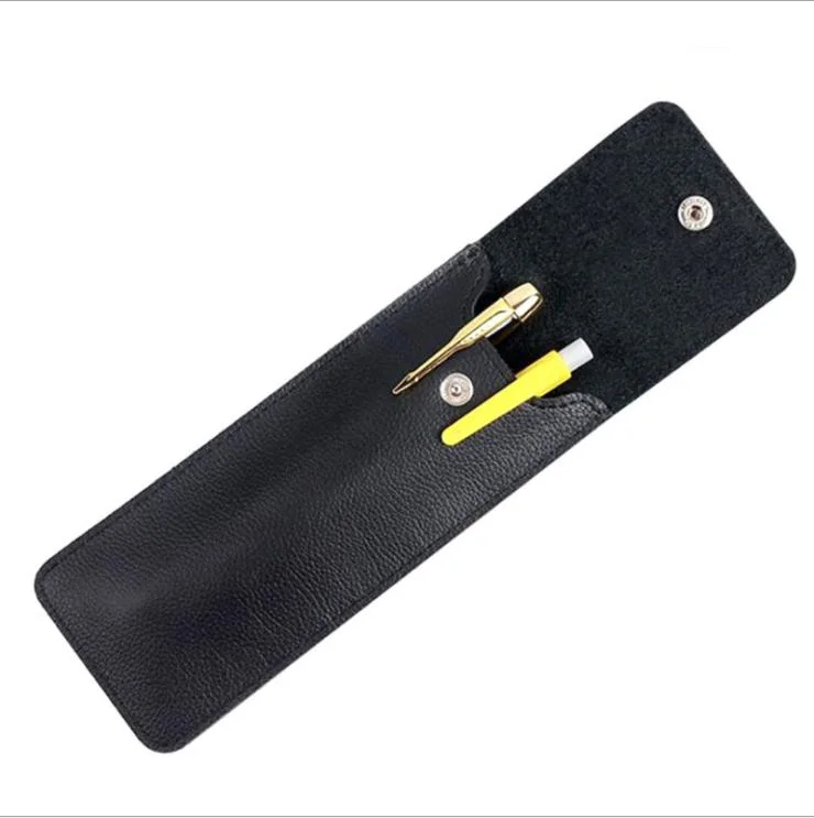 Wholesale Custom Logo Plain PU Leather Single Pencil Pen Bag