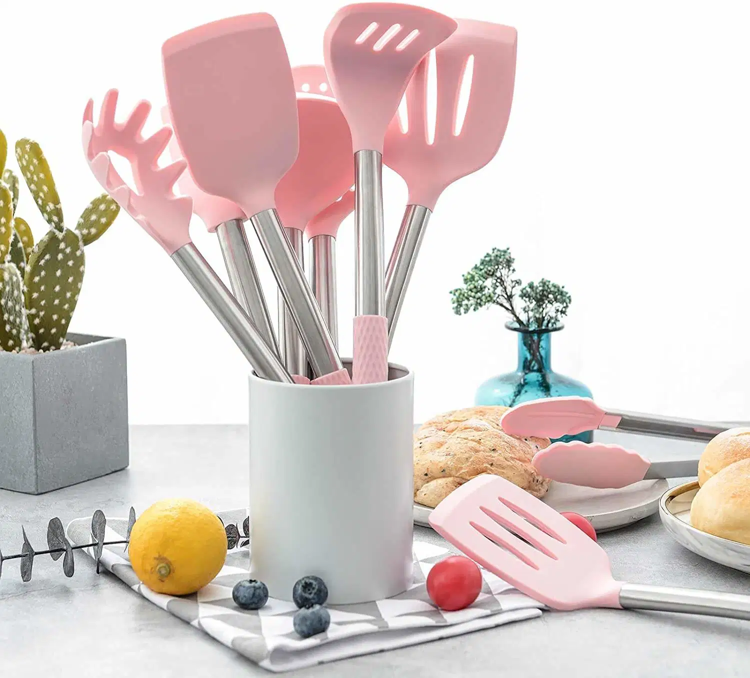 Conjunto de ferramentas de cozinha personalizadas para casa em silicone, 12 PEÇAS, utensílios de cozinha com Espátula silicone não tóxico Cozinha Ferramentas