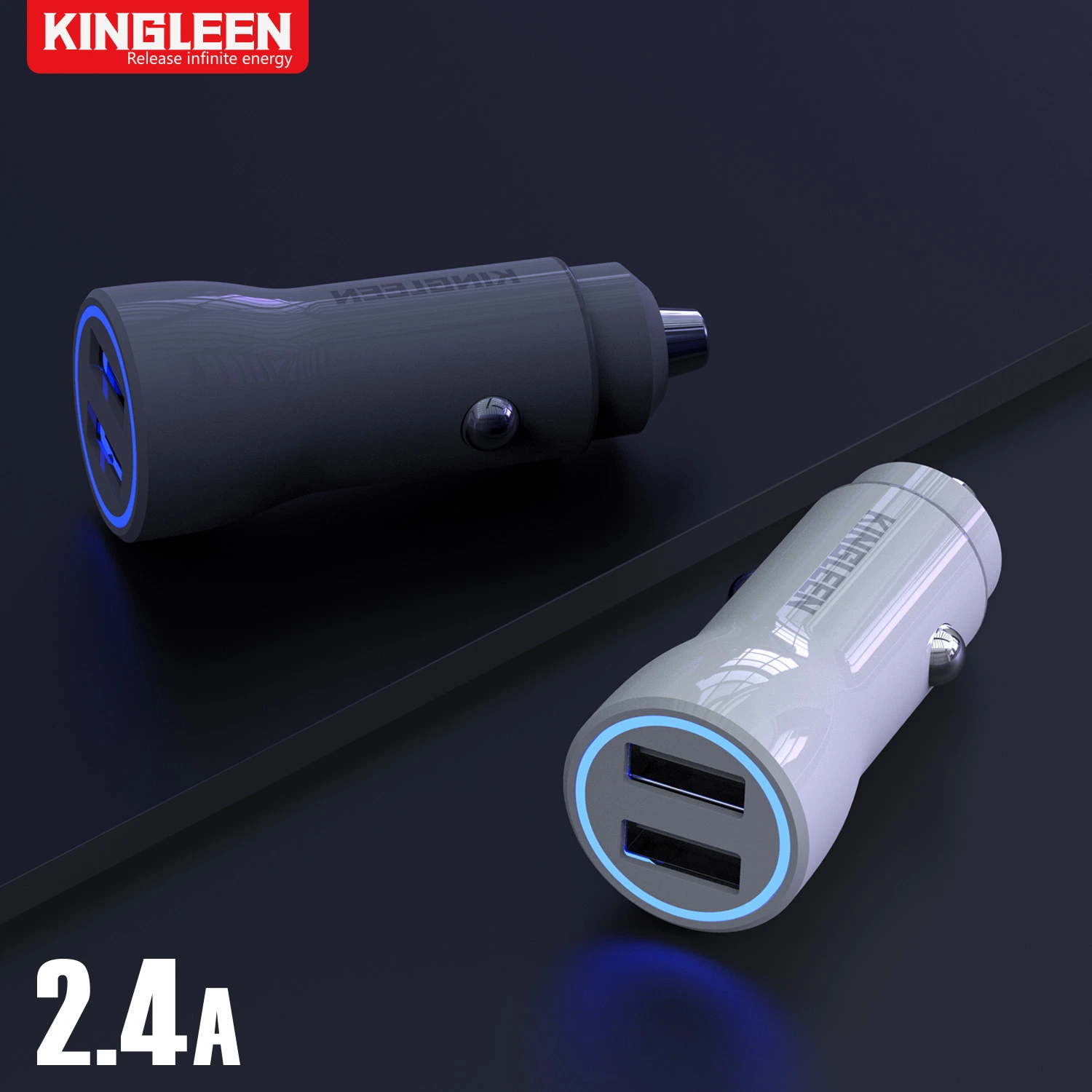 2.4A LED Light Dual USB Port Fast Charging Car Adapter Charger for Car