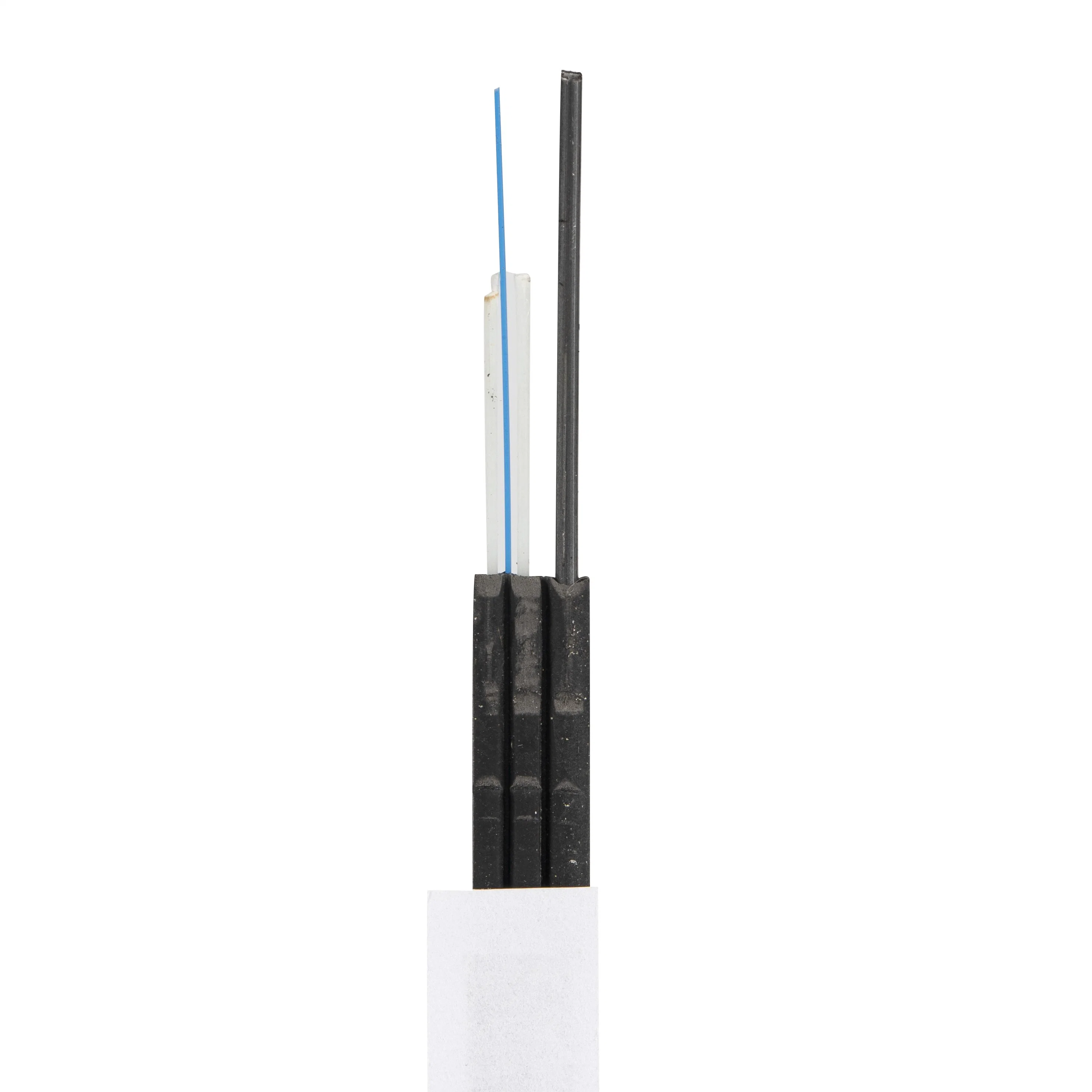 FTTH Outdoor Optical Fiber Drop Cable G657A1 1 Core Single Mode LSZH Black Jacket 1 Steel Wire+2 FRP Strength Member, 1000 Meters