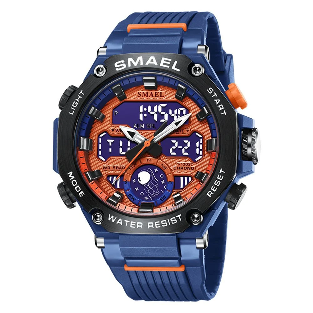 Blue 2022 New Alloy Watch para homem casual Multifunctional Eletrônico Exterior Relógios de presentes Astronaut