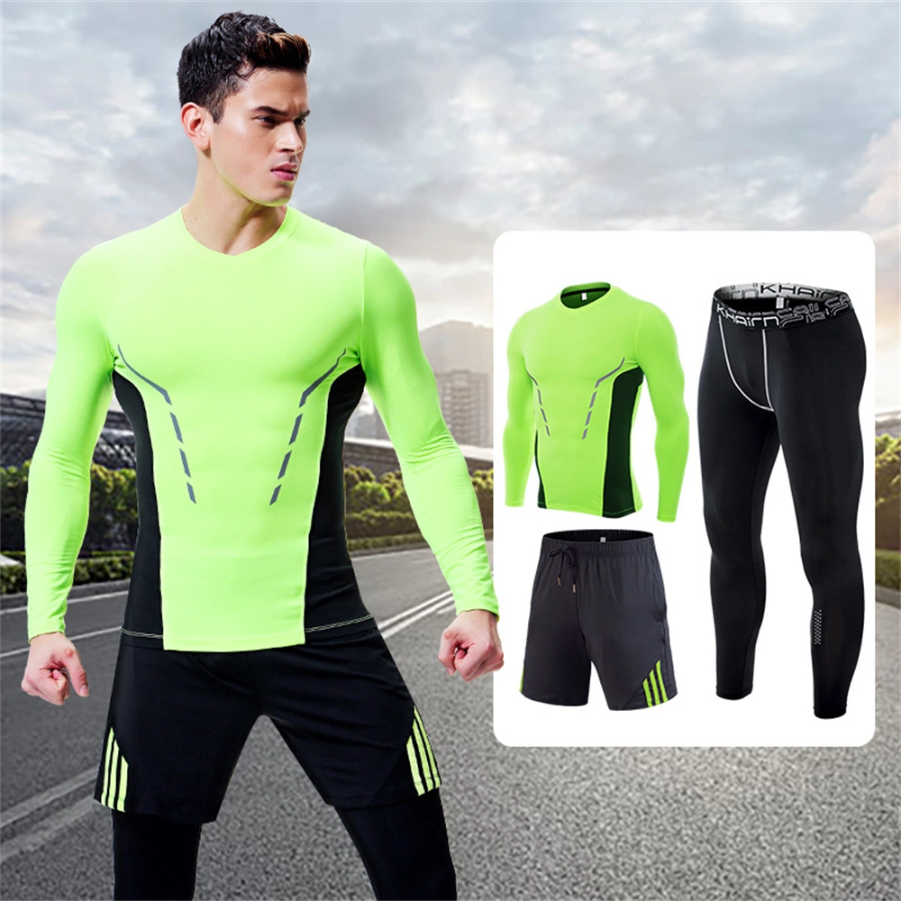 SJ-MT2029 Free Match Style 3 Piece Compression Gym Tights Suits Sportswear Men&prime; S Fitness Clothing Customized Design Gym Sets