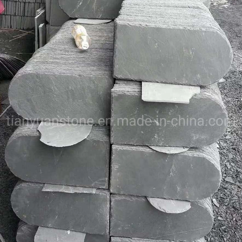 U-Shape Black Natural Spit Surface Roofing Slate Stone