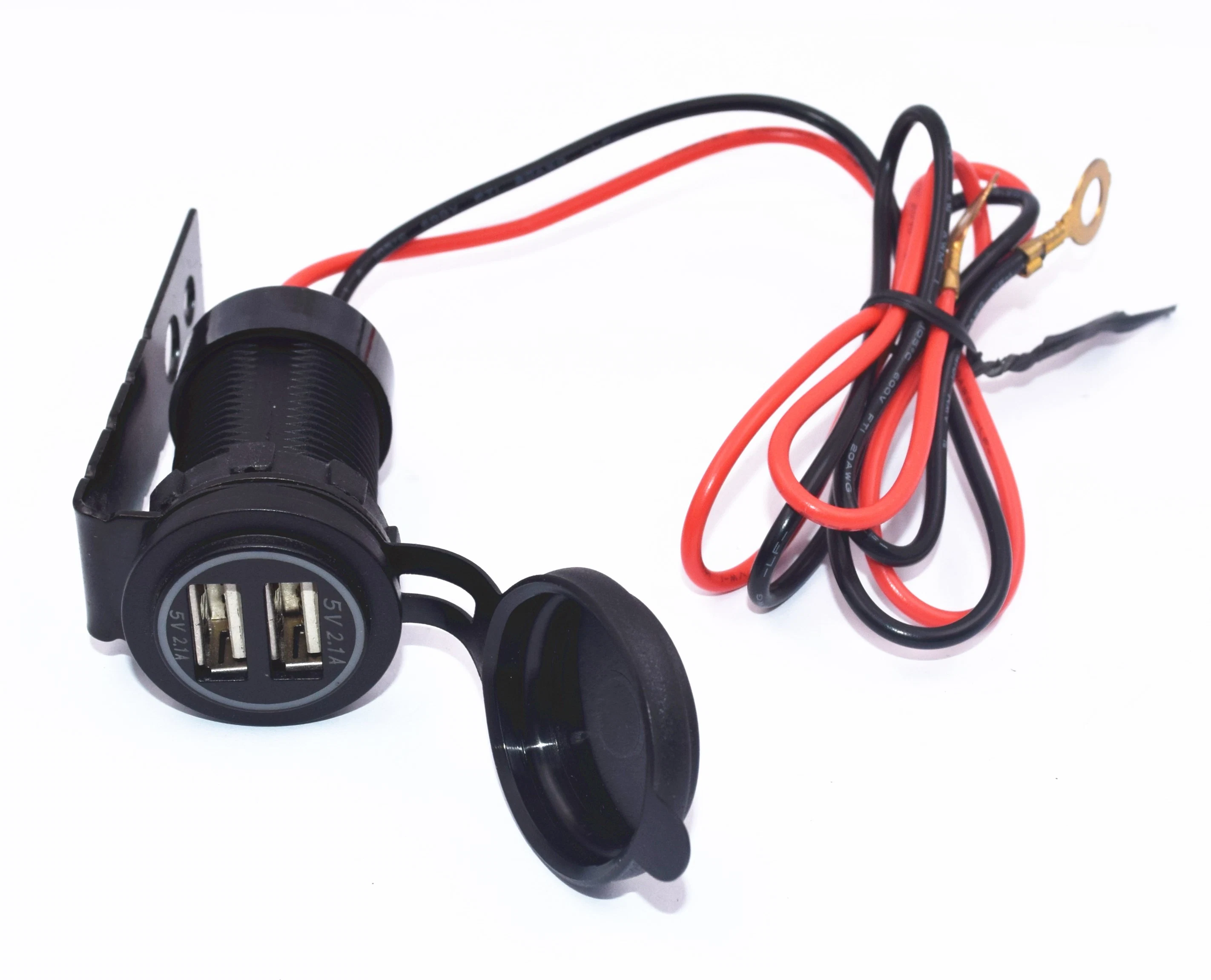 Cargador USB doble DC 5V 4,2A para motocicleta con LED