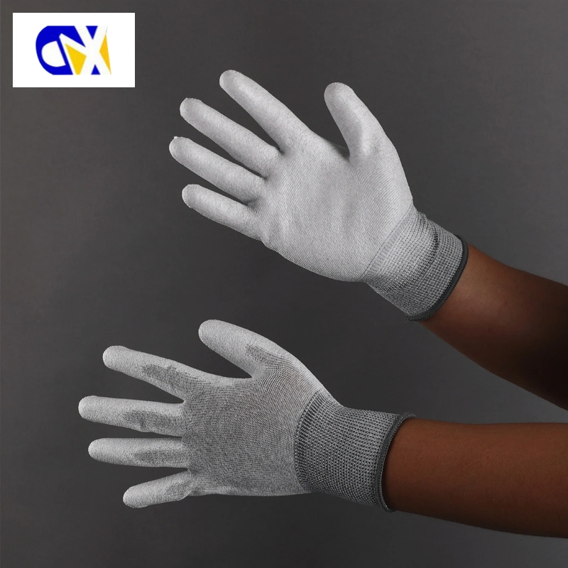 13G Carbon Fiber Nylon PU Coated Palm ESD Gloves