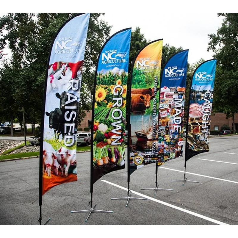 Outdoor Knitted Polyester Advertising Beach Flag Feather Flags