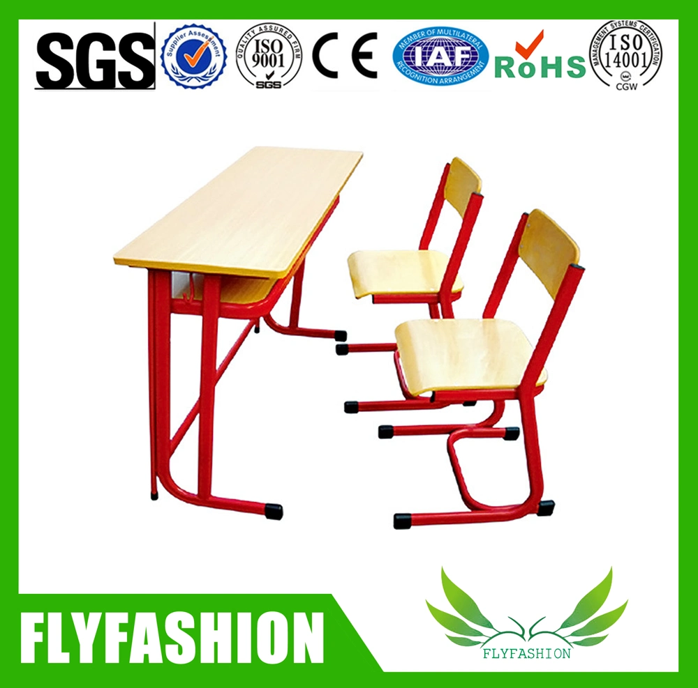 Durable Wood School Furniture Double Desk Set for Classroom (SF-02D)