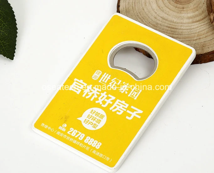 Custom Promotional Card Metal Stainless Steel Push Beer Bottle Opener Plastic Ring Tin Silicone Bottle Opener