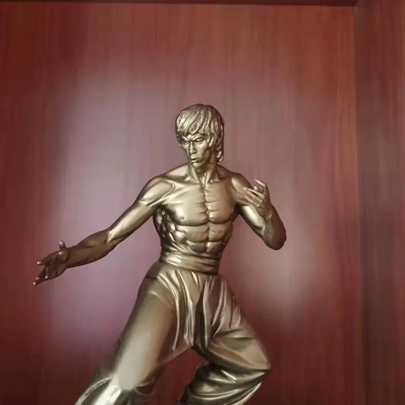 Custom Metal Figure Sculpture Chinese Kung Fu Bronze Bruce Lee Sculpture for Decoration