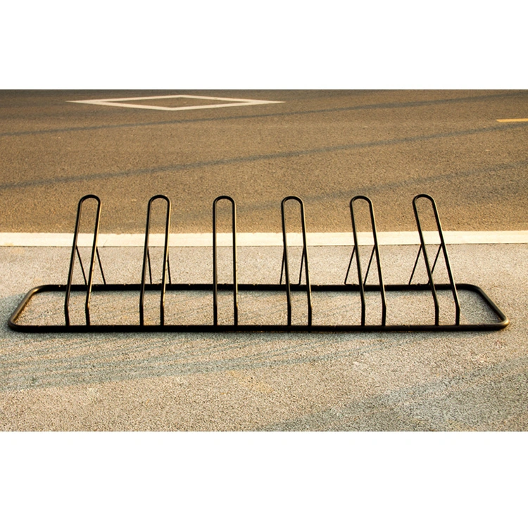 Floor Mounted 6 Space Saving Carbon Steel Bicycle Parking Frame