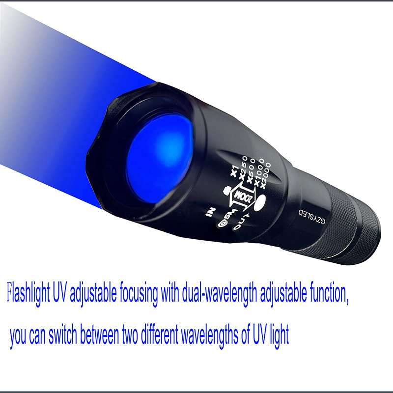 Customized Adjustable Focus UV-C LED 254nm 265nm 270nm 280nm UV Flashlight Rechargeable