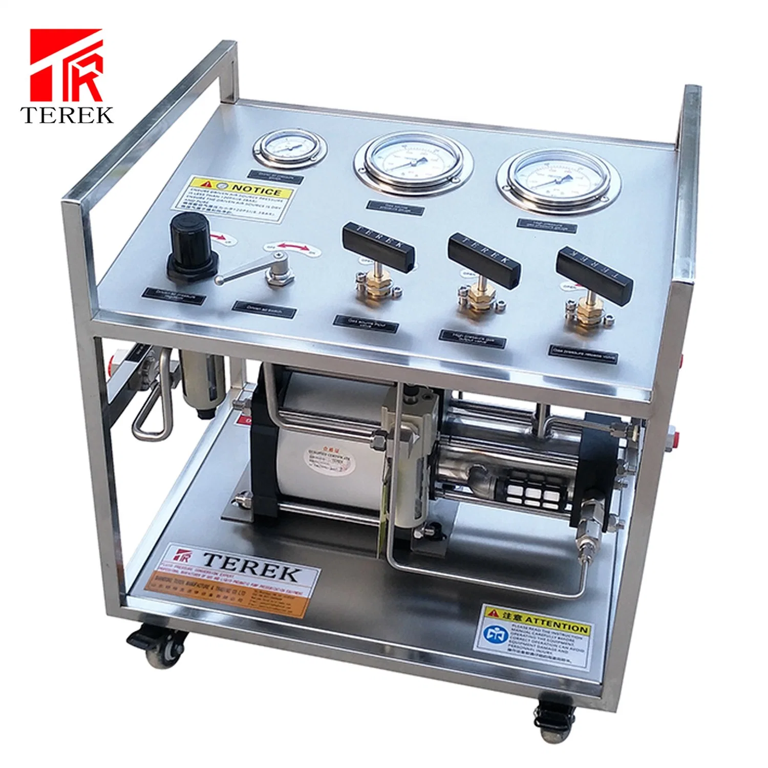 Terek for Gas Transfer and Recycling Pneumatic Piston Pump Pressurized Gas Tester Bench