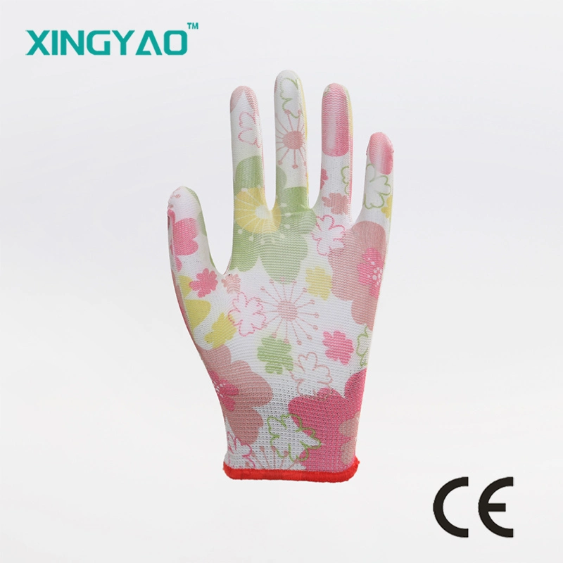 Color PU Printing Wear-Resistant Safety Work Gloves Work Garden Gloves