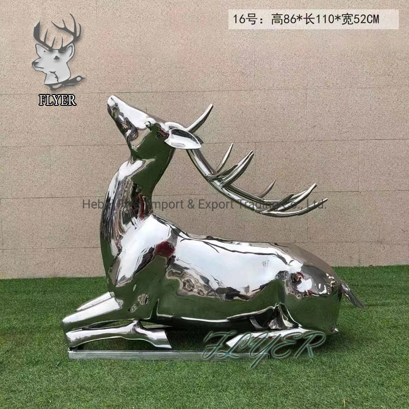 Flyer Sculpture OEM Garden Decoration Modern Animal Statue Stainless Steel Deer Sculpture