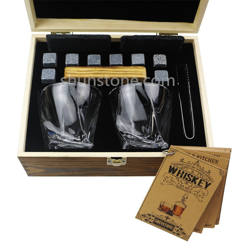 Competitive Soapstone Ice Stones Personalized Wooden Box Whiskey Stone Whiskey Glasses Gift Set