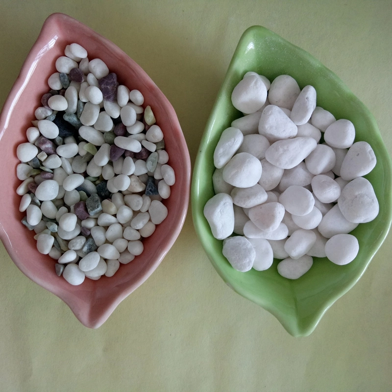 Pure White Tumbled Pebble/Cobblestone 1-2cm, 3-5cm for Pavement Laying