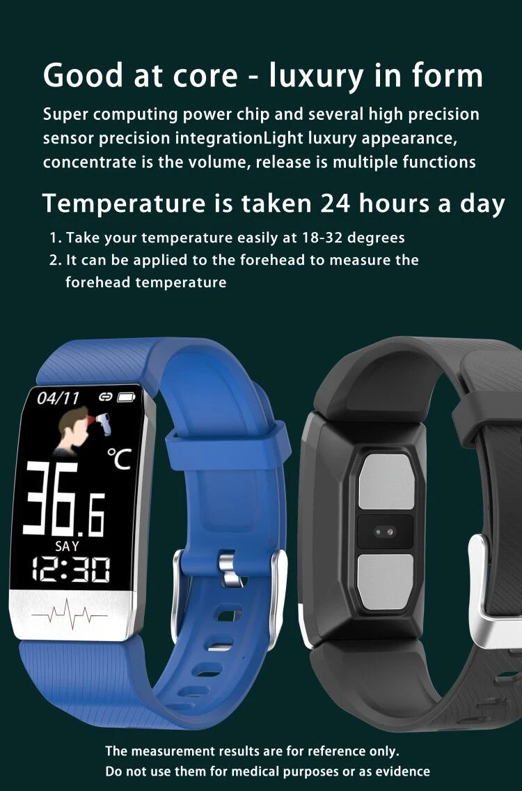 Smartband Pulsera Gimnasio Pista de pruebas de frecuencia cardiaca de la banda resistente al agua IP67, órgano de supervisión de salud de los relojes deportivos relojes de regalo de monitorización de temperatura Live