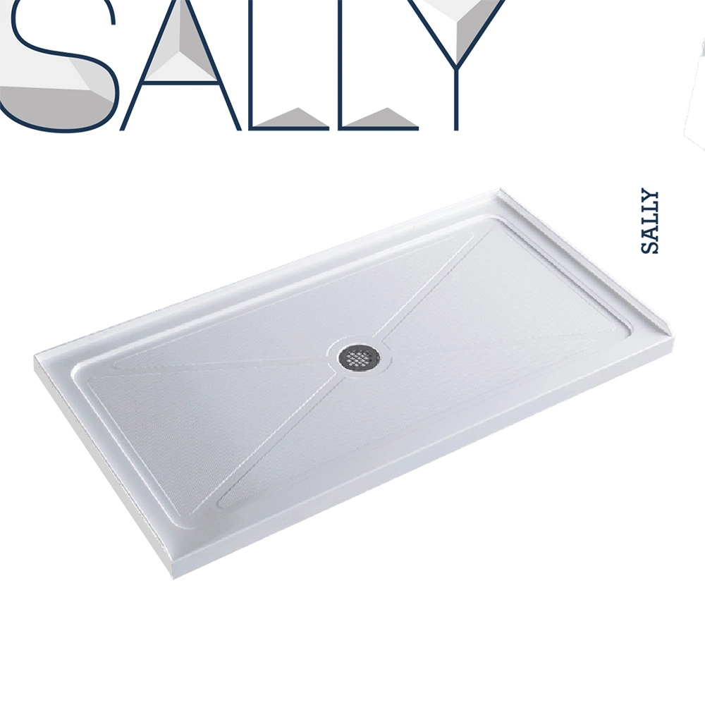 Sally ABS White Acrylic Utility Shower Tray 48*34*3 Inch Center Drain Single Threshold Shower Base