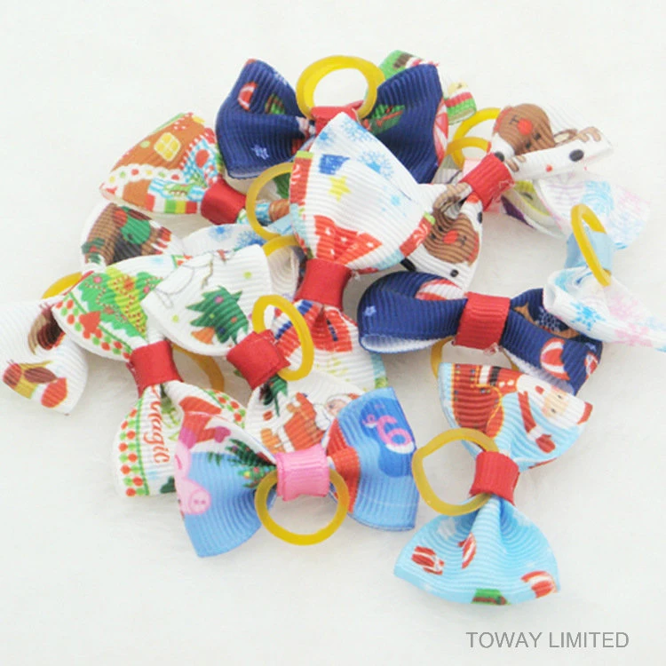 Christmas Pet Cute Bowtie Elastic Band Dog Hair Decorations Accessories