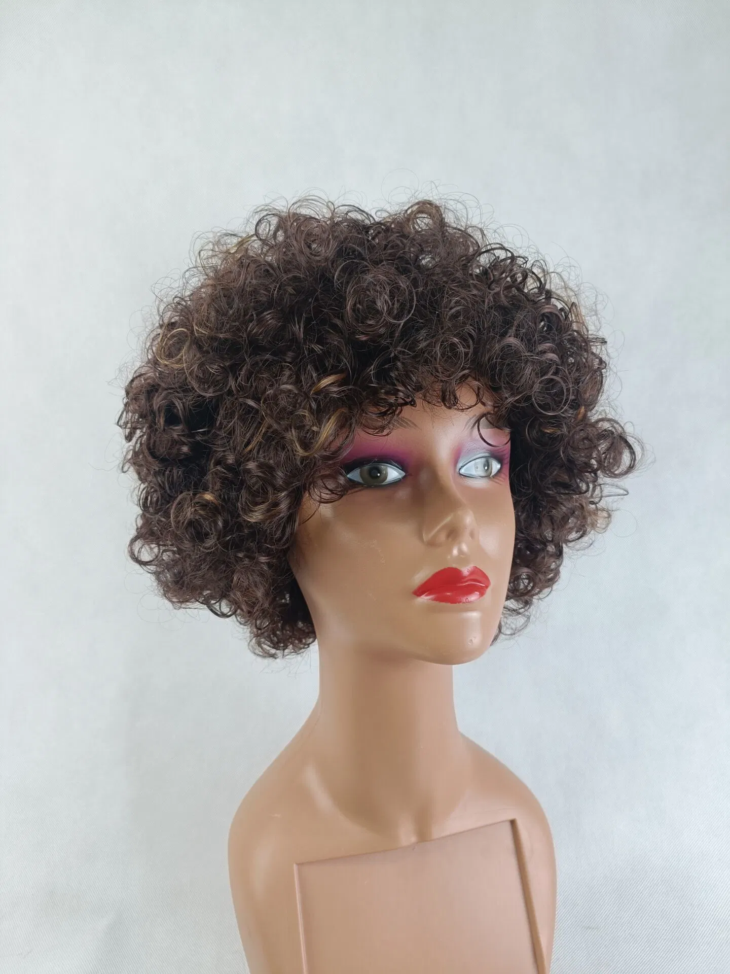 South Africa Men's Wool Curly Hair Borwn Afro Synthetic Short Wigs