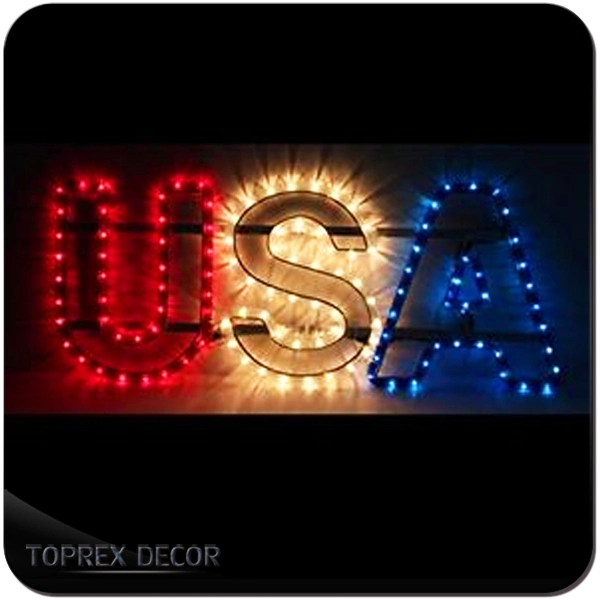 Illuminated Decorative Independence Day America Flag Motif Light