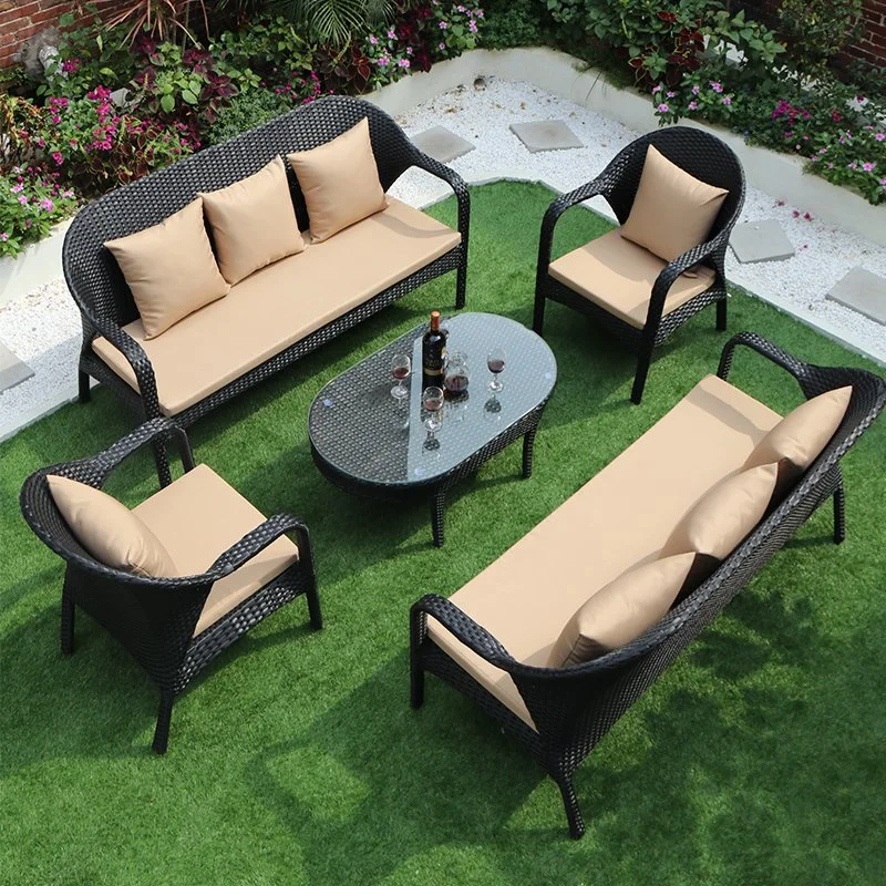 Factory Wholesale/Supplier 1+1+2 Coffee Table Sets White Wicker Furniture Outdoor