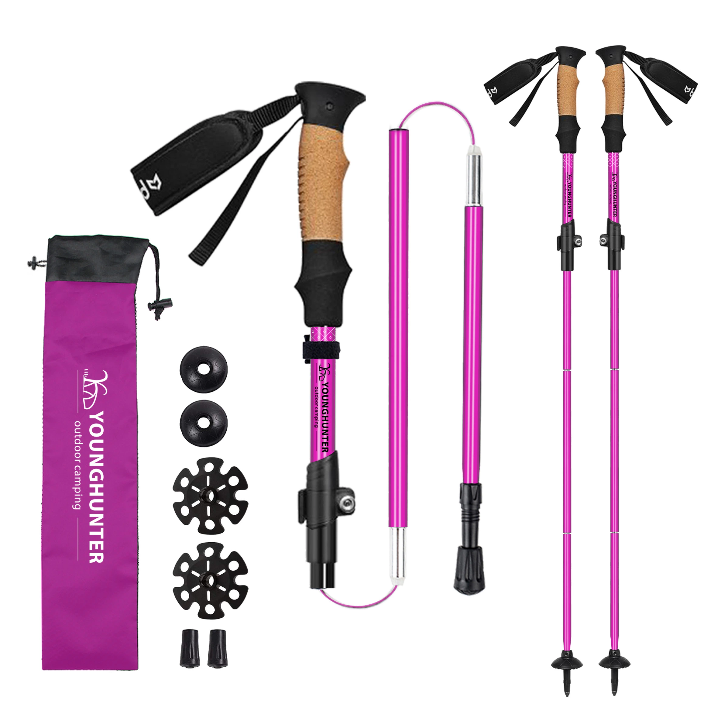 Multifuncional Portable Montañismo Senderismo Trekking Bastón plegable bastones de Trekking Stick