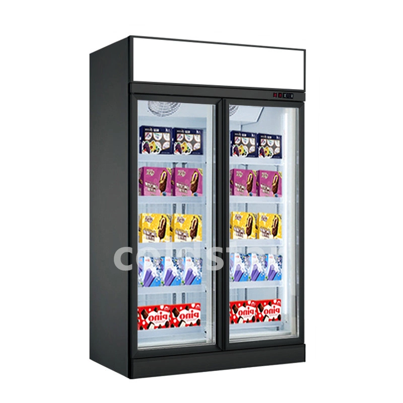 Display de escaparate nevera Congelador Puerta de vidrio nevera comercial