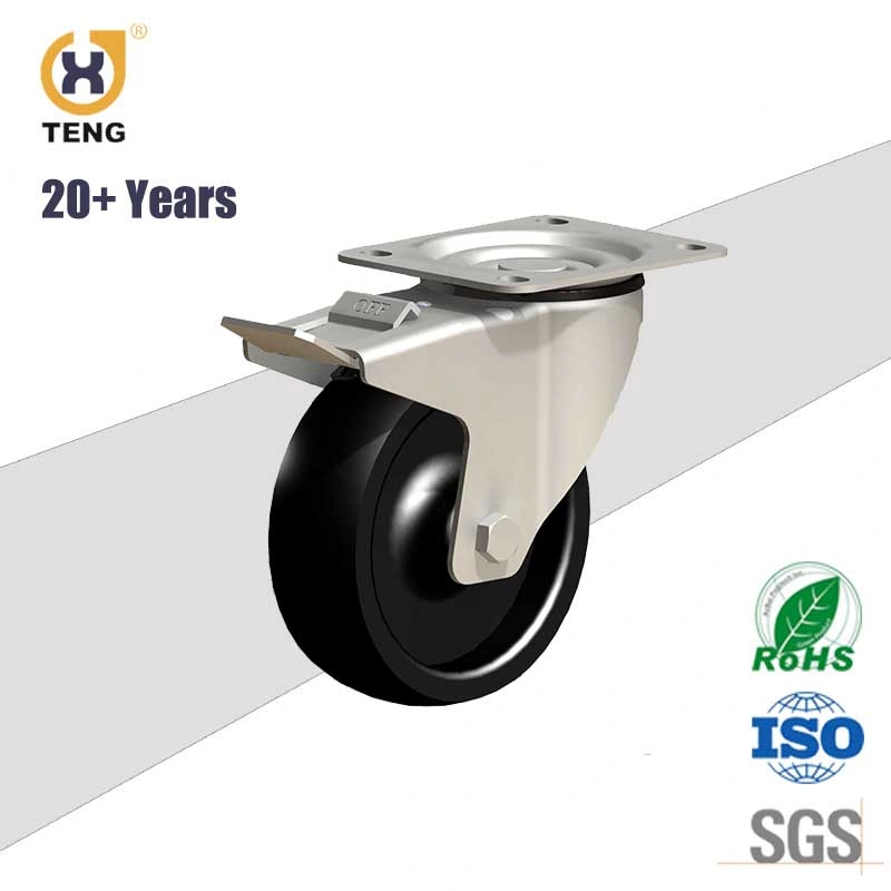 Factory Industry Heavy Duty 5 Inch Rigid Fixed Top Plate PP PU Castor Trolley Wheel Caster