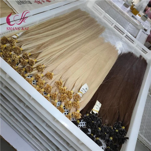 Mode de vente en gros d'usine Chaud 100% vierge Prebonded Flat-Tip humain hair extension