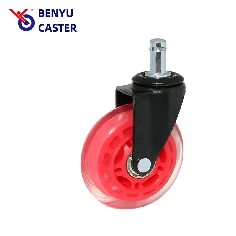 1.5-3" Transparent Wheel PU and Zinc Plating in Red Blue Black Color with Brake