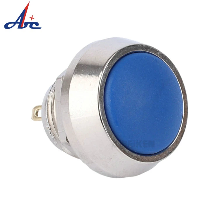 Mini Metal Housing 12mm Stainless Steel Blue Head 2pin Momentary Small Waterproof Push Button Switch