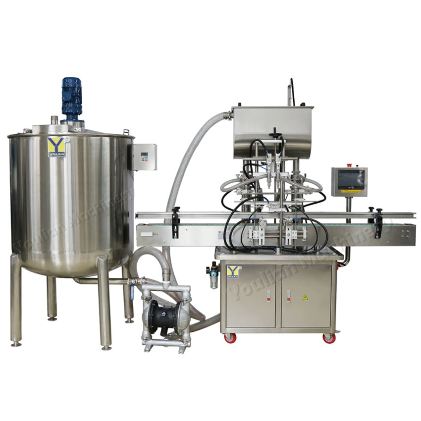 Full Automatic PLC Touch Screen Drink Water/Beverage/Sauce/Juice/Gel/Jam/Butter/Paste Production Line Filling Making Machine with Mixer Mixing Tank