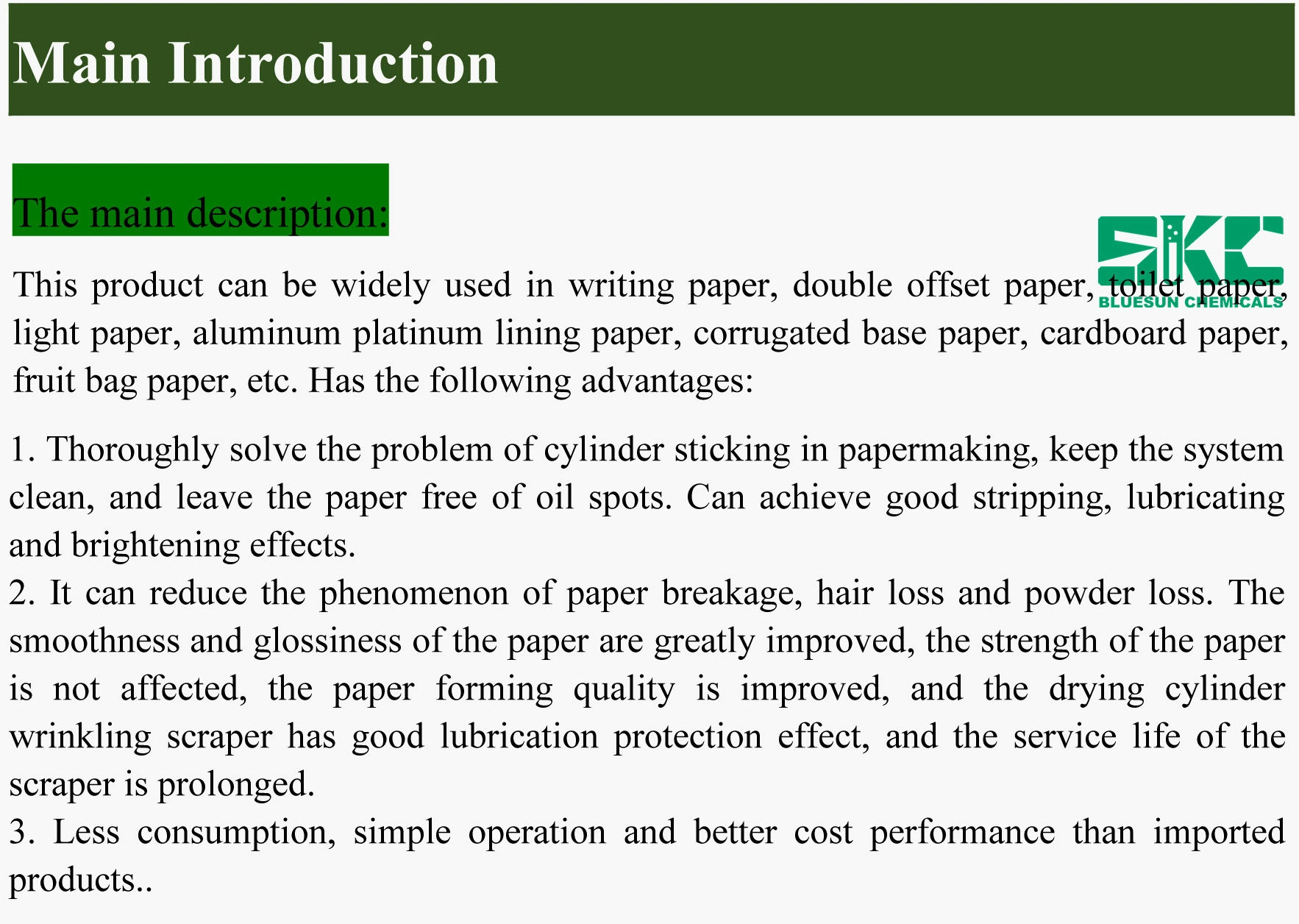 Agent de démoulage du sécheur/additif utilisé dans la section séchage De machines à papier