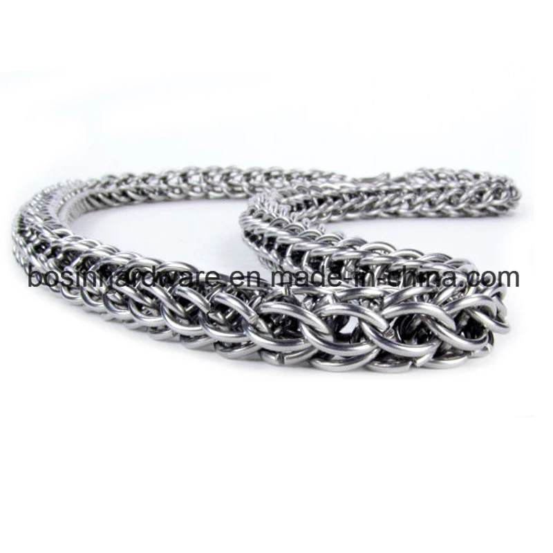 8mm Plata hechos a mano Pulsera de acero inoxidable Chainmail