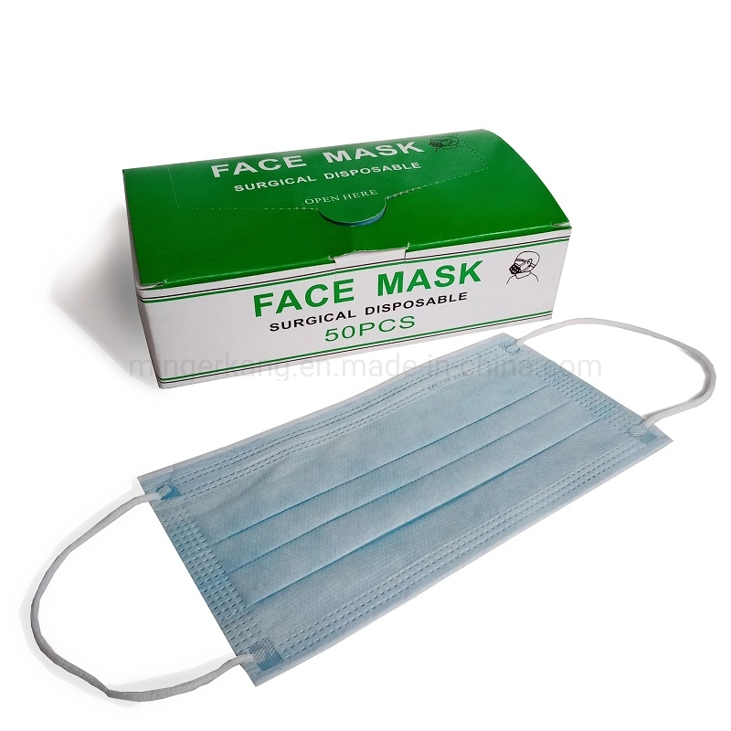 Medical/Hospital/Protective/Safety/Nonwoven 4ply Active Carbon/Dust/Paper/Earloop/SMS/PP 3ply Disposable Surgical Face Mask with Elastic Ear-Loops & Tie-on