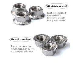 DIN6923 Hex Flange Serrated Lock Nut Stainless Steel OEM Stock Support