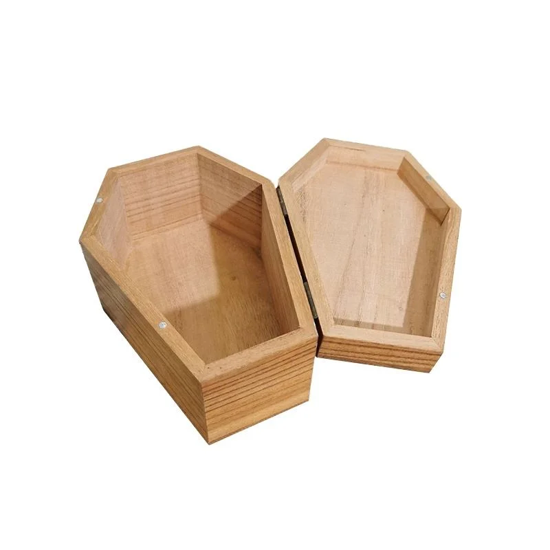 Top de madera Cremation Urns Coffin en forma de Keepsake Ashes de madera Urna Box para adultos Memorial Funeral suministros