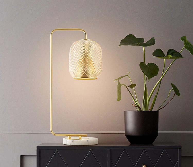 Tpstarlite Handmade Glass Cover Gold Table Lamp Hotel Lamp